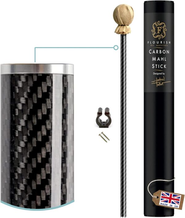 Flourish art materials 16'' CARBON FIBRE MAHL STICK- 3x lighter than most aluminium mahl sticks. Made in the UK. 7 year UK manufacturers warranty included. (1 piece MINI- 42cm)